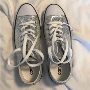 Glitter Silver Converse Shoes